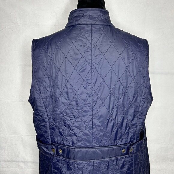 Talbots Woman 1X Navy Quilted Puffer Vest Full Zipper with Snap Cover Nylon - Picture 8 of 9